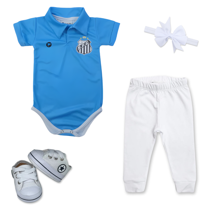 Kit Luxo Body Premium Santos Com Tênis, Shorts/Calça e Laço