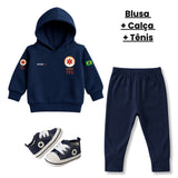 Blusa Moletom Infantil Bebê Com Capuz Marinho Tema SAMU 192 Personalizado com Nome