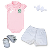 Kit Luxo Body Rosa Palmeiras Com Tênis, Shorts/Calça e Laço