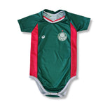 Body Bebê Oficial Proteção UV Verde e Vermelho Palmeiras – Personalizado com Nome e Número