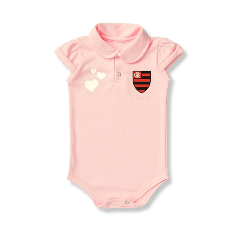 Body Bebê Rosa Flamengo – Personalizado com Nome e Número