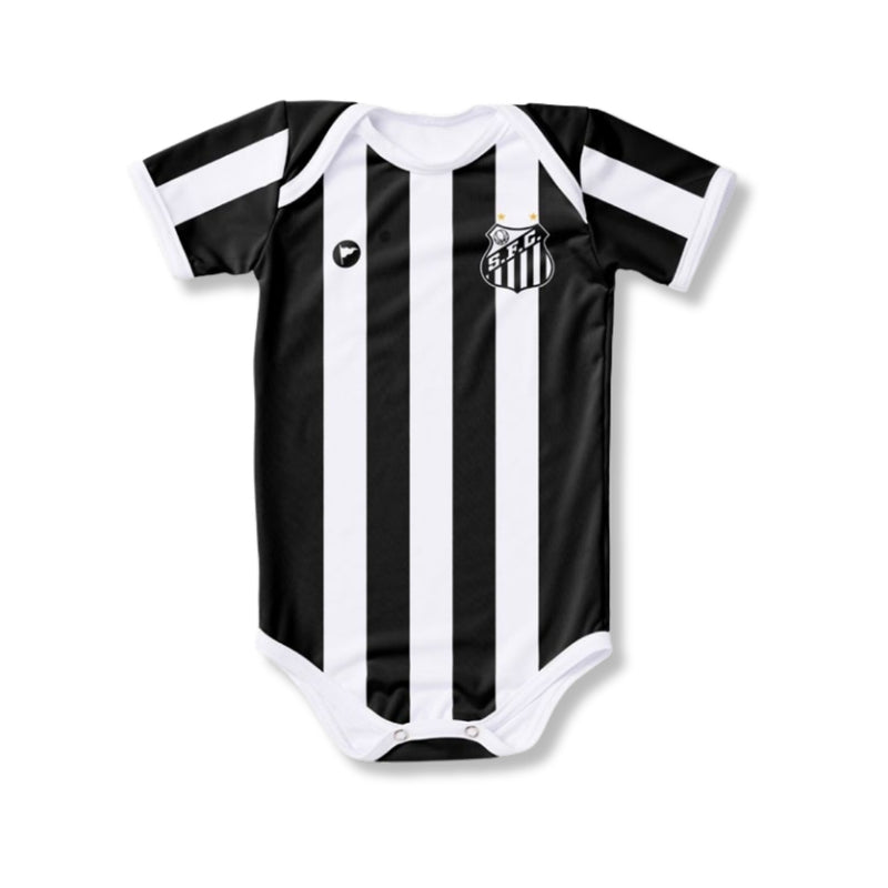 Body Bebê Oficial Proteção UV Listrado Santos – Personalizado com Nome e Número