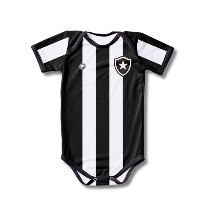 Body Bebê Oficial Proteção UV Listrado Botafogo – Personalizado com Nome e Número