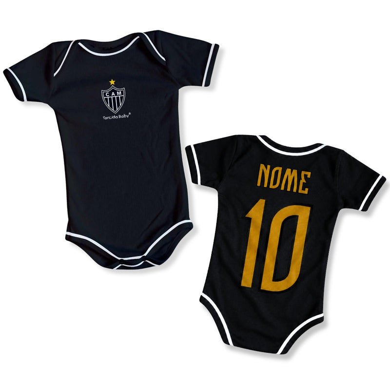 Body Bebê Preto Oficial Atlético Mineiro – Personalizado com Nome e Número