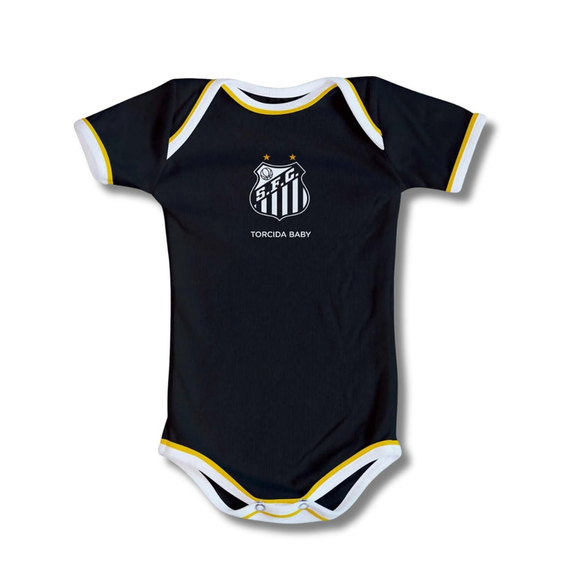 Body Bebê Preto Oficial Santos  – Personalizado com Nome e Número