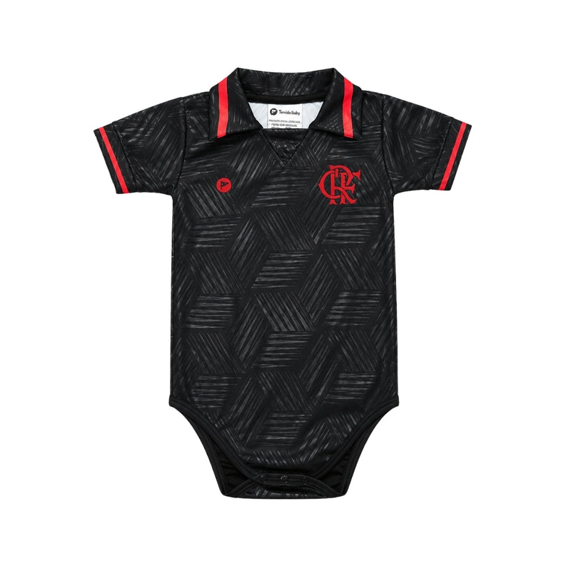 Body Bebê Oficial Proteção Premium Preto e Vermelho Flamengo – Personalizado com Nome e Número