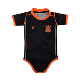 Body Bebê Oficial Proteção UV Preto e Laranja Corinthians – Personalizado com Nome e Número