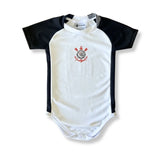 Body Bebê Oficial Proteção UV Premium Branco e Preto Corinthians – Personalizado com Nome e Número