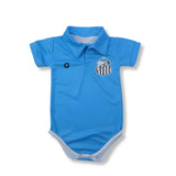 Body Bebê Oficial Proteção UV Santos Azul – Personalizado com Nome e Número