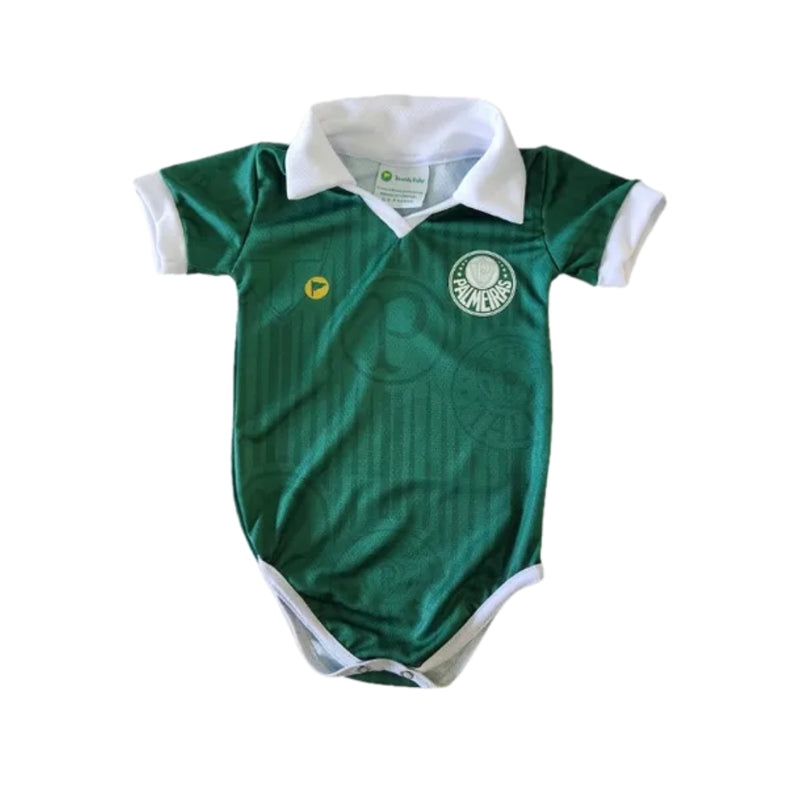 Body Bebê Oficial Proteção UV Verde Palmeiras – Personalizado com Nome e Número