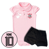 Kit Body Rosa Personalizado e Shorts/Calça do Corinthians