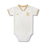 Body Bebê Oficial Proteção Premium Branco e Dourado Flamengo – Personalizado com Nome e Número