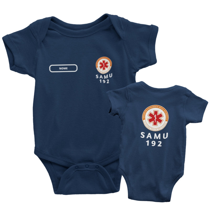 Body Bebê Azul Marinho do SAMU 192 Personalizado com Nome