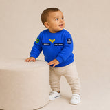 Blusa Moletom Infantil Bebê Gola Careca Azul Tema Força Aérea Brasileira FAB Personalizado com Nome