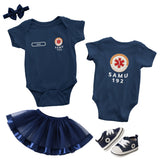 Body Bebê Azul Marinho do SAMU 192 Personalizado com Nome