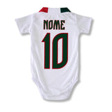 Body Bebê Oficial Proteção UV Branco Gola Verde e Vermelha Palmeiras – Personalizado com Nome e Número