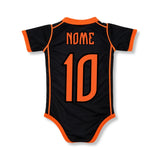 Body Bebê Oficial Proteção UV Preto e Laranja Corinthians – Personalizado com Nome e Número