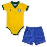 Body Bebê Oficial Proteção UV Amarelo Palmeiras – Personalizado com Nome e Número