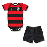 Body Bebê Oficial Proteção UV Listrado Flamengo – Personalizado com Nome e Número