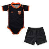 Body Bebê Oficial Proteção UV Preto e Laranja Corinthians – Personalizado com Nome e Número