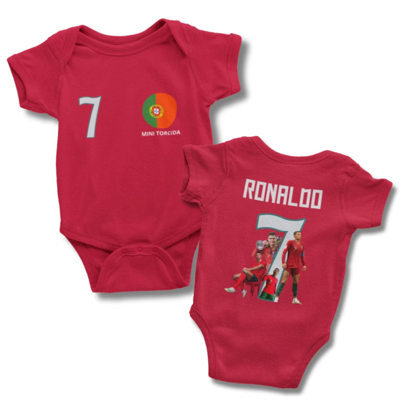 Body Personalizado de Portugal Vermelho - Edição Especial Cristiano Ronaldo