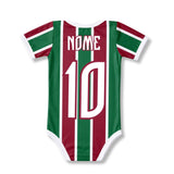 Body Bebê Oficial Proteção UV Listrado Fluminense – Personalizado com Nome e Número