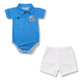 Body Bebê Oficial Proteção UV Santos Azul – Personalizado com Nome e Número
