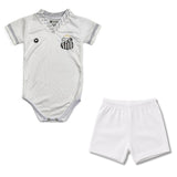 Body Bebê Oficial Proteção UV Premium Santos Branco e Cinza – Personalizado com Nome e Número