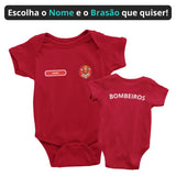 Body Bebê Vermelho do Corpo de Bombeiros Personalizado com Nome
