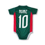 Body Bebê Oficial Proteção UV Verde e Vermelho Palmeiras – Personalizado com Nome e Número