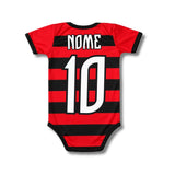 Body Bebê Oficial Proteção UV Listrado Flamengo – Personalizado com Nome e Número
