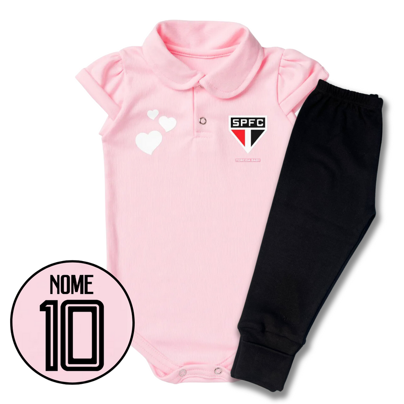 Kit Body Rosa Personalizado e Shorts/Calça do São Paulo