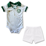 Body Bebê Oficial Proteção UV Branco e Verde Palmeiras – Personalizado com Nome e Número