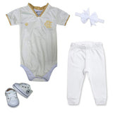 Kit Luxo Body Dourado UV Flamengo Com Tênis, Shorts/Calça e Laço