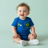 Conjunto Brasil Royal Personalizado Com Body, Tênis e Shorts