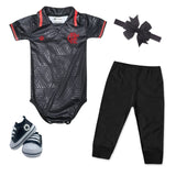 Kit Luxo Body Preto UV Flamengo Com Tênis, Shorts/Calça e Laço