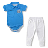 Body Bebê Oficial Proteção UV Santos Azul – Personalizado com Nome e Número