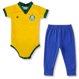 Body Bebê Oficial Proteção UV Amarelo Palmeiras – Personalizado com Nome e Número