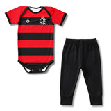 Body Bebê Oficial Proteção UV Listrado Flamengo – Personalizado com Nome e Número
