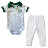 Body Bebê Oficial Proteção UV Branco e Verde Palmeiras – Personalizado com Nome e Número