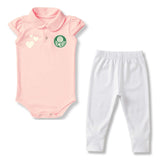 Body Bebê Rosa Palmeiras – Personalizado com Nome e Número