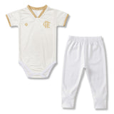 Body Bebê Oficial Proteção Premium Branco e Dourado Flamengo – Personalizado com Nome e Número