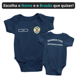 Body Bebê Azul Marinho da Guarda Civil Personalizado com Nome e Brasão