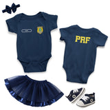 Body Bebê Azul Marinho da PRF Polícia Rodoviária Federal Personalizado com Nome