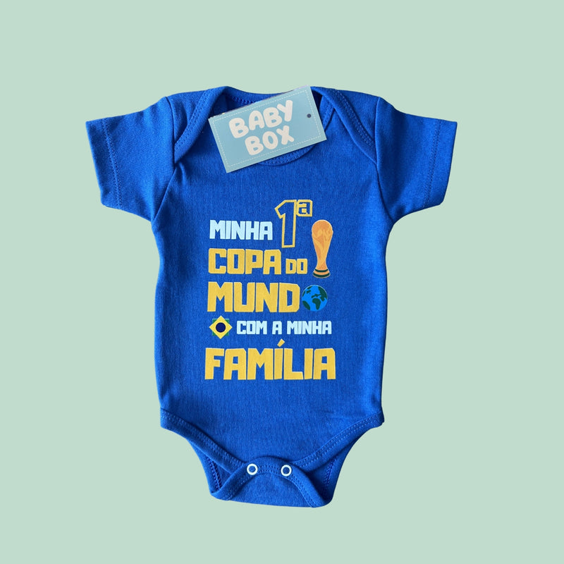 Body Minha Primeira Copa com Minha Família - Azul Royal