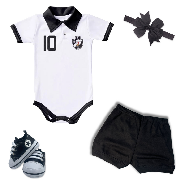 Kit Luxo Body Polo Vasco Com Tênis, Shorts/Calça e Laço