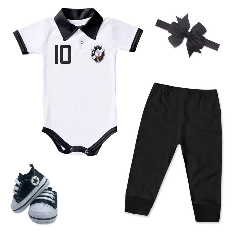 Kit Luxo Body Polo Vasco Com Tênis, Shorts/Calça e Laço