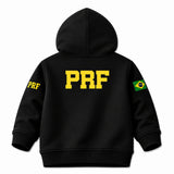Blusa Moletom Infantil Bebê Com Capuz Preto Tema PRF Polícia Rodoviária Federal Personalizado com Nome