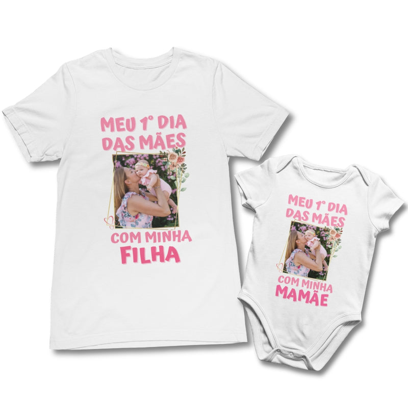 Kit Branco Dia Das Mães Com Foto - Modelo Rosa