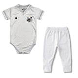 Body Bebê Oficial Proteção UV Premium Santos Branco e Cinza – Personalizado com Nome e Número